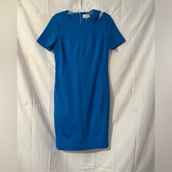DKNY Vibrant Blue Short Sleeve Dress. Size 4 - Picture 1 of 5